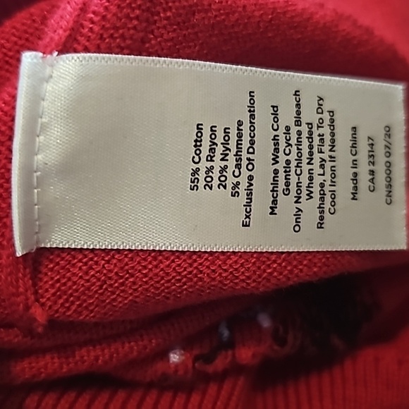 Talbots sz medium red crewneck Sottie Dog sweater cashmere blend - Picture 7 of 8